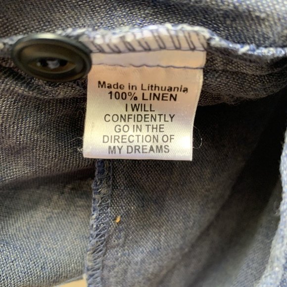 FLAX Linen Tunic Top Size Small Blue Holiday Relaxed Oversized Long Sleeves - Picture 4 of 10